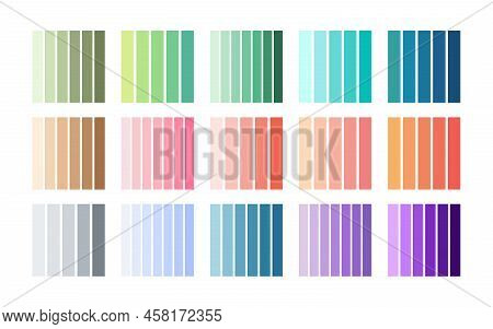 Set Colorful Stripes Gradient Palletes. Geometric Square Shape Background, Blended Mixed Color Lines