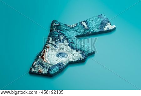 Topographic Jordan Map Hypsometric Elevation Tint Spectral Shaded Relief Map 3d Illustration