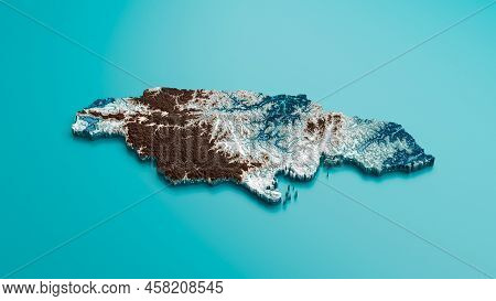 Topographic Jamaica Map Hypsometric Elevation Tint Spectral Shaded Relief Map 3d Illustration