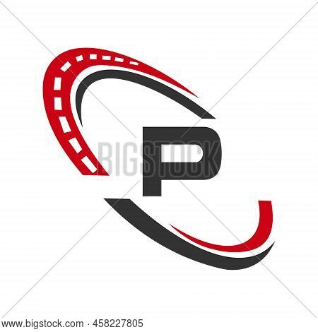 Letter P Transport Sign, Transportation Logo Design Template. Automotive Sport Road Logo Element