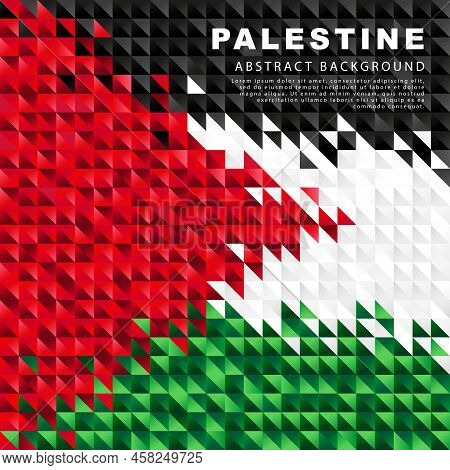 Flag Of Palestine. Abstract Background Of Small Triangles In The Form Of Colorful Black, White And G