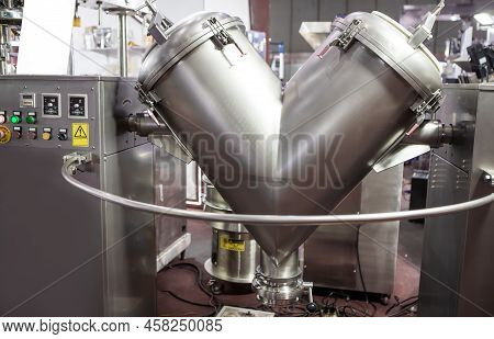 V Shape Mixer. Food Or Pharmaceutical Blender Industry.