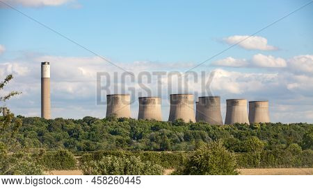 A Landscape View Of Ratcliffe-on-soar Power Station In A Rural Or Countryside Environment With Trees
