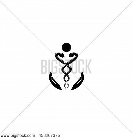 Pharmacist Vector Logo. Caduceus Icon Pharmacy Symbol Logo Template. Healthcare & Medical.