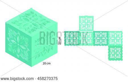 Mandala Patterned Box. Ethnic Decorative Elements. Box Template. Gift Box Digital Template Laser Cut