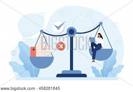 Comparison Concept. Pros And Cons With Two Choices. Risk And Benefits