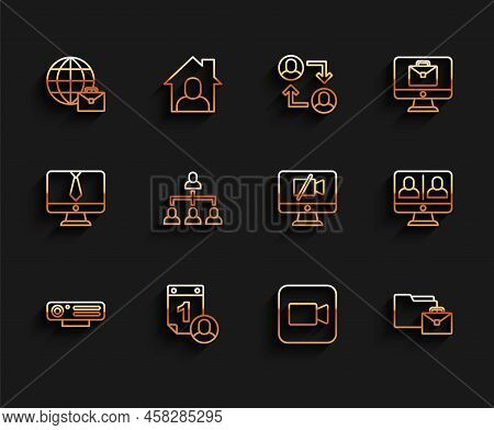 Set Line Web Camera, Time Management, Online Working, Camera, Hierarchy Organogram Chart, Video Chat