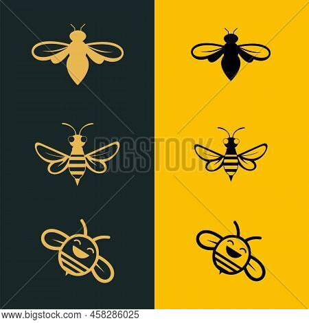 Bee Logo Concepts Minimalis Simply. Suitable For Company Logo, Print, Digital, Icon, Apps, And Other