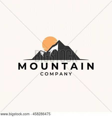 Sunshine Mountain Logo Icon  Design Template Illustration