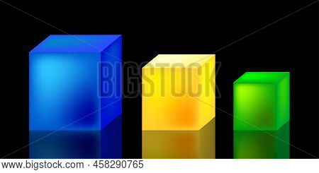 Isometry Colored Cubes. Design Element. Colored Cubes With Shadow. Vector Illustration. Stock Image.