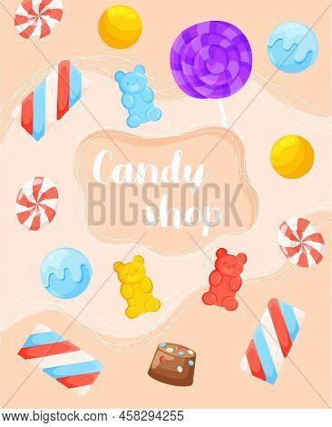 Sweets Store Poster. Advertising Banner For Sweets Shop, Internet Promotion And Online Marketing. Wa
