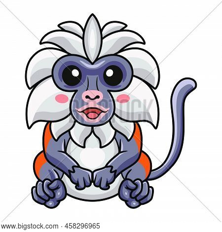 Vector Illustration Of Cute Zanzibar Red Colobus Monkey Cartoon Sitting