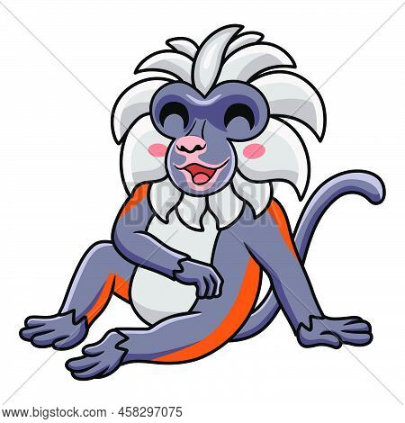 Vector Illustration Of Cute Zanzibar Red Colobus Monkey Cartoon Sitting