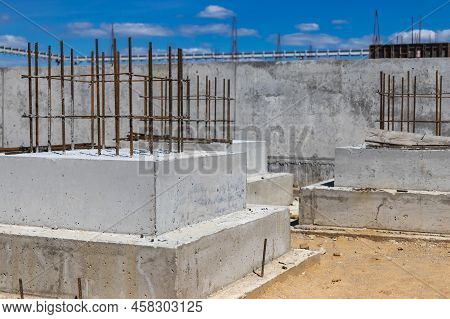 Monolithic Reinforced Concrete Foundations For The Construction Of A Residential Building. Grillage 