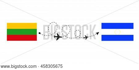 Flight And Travel From Lithuania To El Salvador By Passenger Airplane. Airplane Route And Country Fl