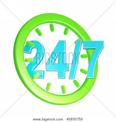 24 Stunden sieben Tage ein Woche Service Zeichen