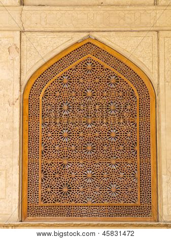 Islamic Pattern Woodern Screen Window In Isfahan, Iran