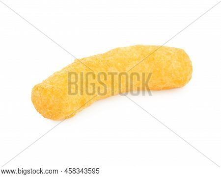One Tasty Cheesy Corn Puff Isolated On White