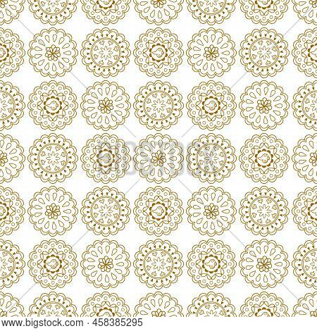 Mooncake Festival Seamless Pattern. Chinese Golden Mid Autumn Festival Background, Card, Poster, Ban
