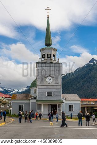 Sitka, Ak - 8 June 2022: Exterior Of The Restored Orthodox Cathedral In Sitka In Alaska