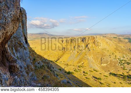 View Of Rocks, Cliffs, Footpath, And Mount Nitai, In Mount Arbel National Park, Northern Israel