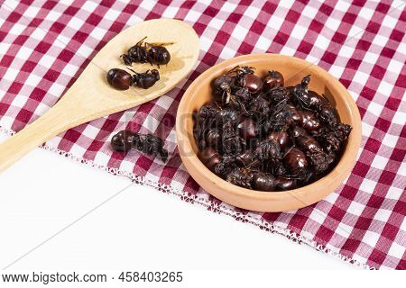 Ants Culonas Typical Gastronomy Of Santander Colombia; Photo White Background