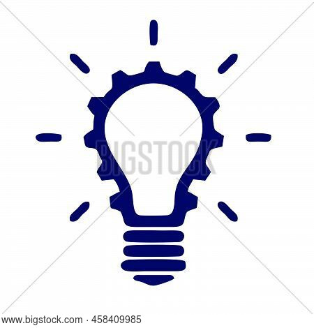 Light Bulb Icon. Black Lighting Lamp Isolated Over A White Background. The Light Bulb As A Sign Solu