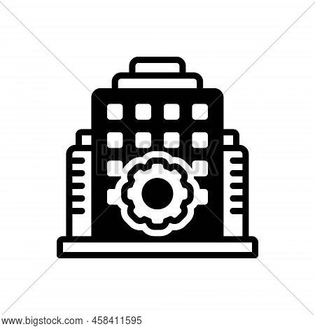 Black Solid Icon For Establishment Institute Setting-up Start Building Construction Emplacement Comp