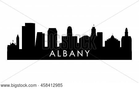 Albany Skyline Silhouette. Black Albany City Design Isolated On White Background.