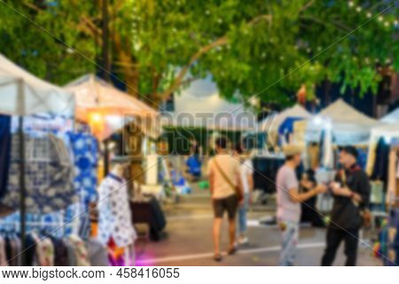 The Blurry Market Fair Environment Around Shopping Community And Market Place Located In Asia.