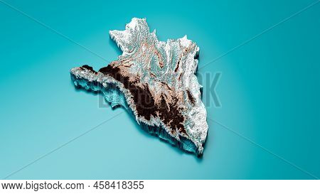 Topographic Burundi Map Hypsometric Elevation Tint Spectral Shaded Relief Map 3d Illustration