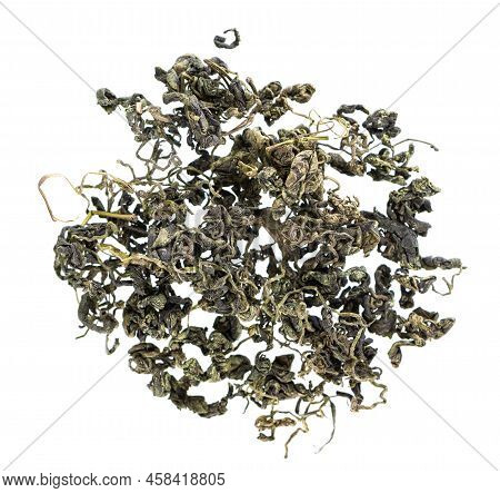 Dry Gynostemma Pentaphyllum Leaf Isolated On White Blackground. Jiaogulan Or Miracle Grass. Chinese 