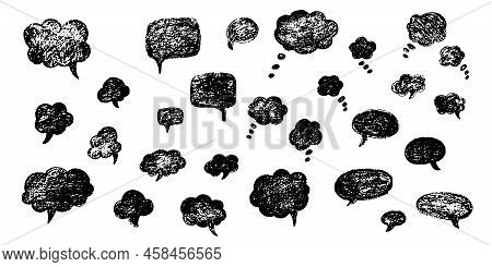 Speech Bubble Hand Draw Doodle Set. Vector Stock Illustration Isolated On White Background For Comic