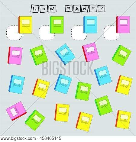 How Many Counting Game With Noteboook. Worksheet For Preschool Kids, Kids Activity Sheet, Printable 