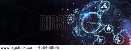 Martech Marketing Technology Concept On Virtual Screen Interface. Business, Technology, Internet And