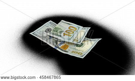 3d Rendering Of Double 100 Us Dollar Notes With Shadows Isolated On Transparent Background, Png Tran