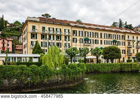 Menaggio, Italy - May 18, 2022: Grand Hotel In Menaggio On Como Lake In Spring.