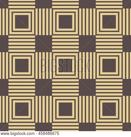 Seamless Geometric Abstract Vector Pattern Whith Golden Squares. Geometric Modern Ornament. Seamless