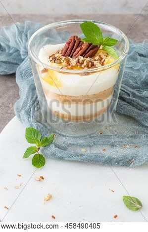 Natas Do Ceu Is A Traditional Portuguese Dessert Made With Cream, Eggs And Biscuits Decorated With P