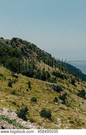 Panoramic View Of Idyllic Mountain Scenery In The Alps With Fresh Green Meadows In Bloom On A Beauti