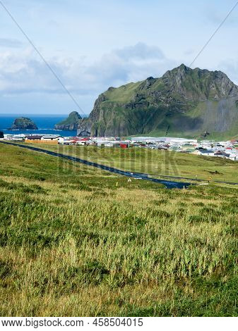 Scenic View Of Heimaey Town And Surrounding Landscape On Heimaey Island - Westman Islands, Iceland