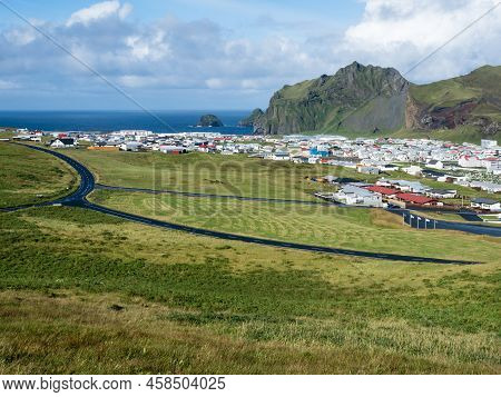 Scenic View Of Heimaey Town And Surrounding Landscape On Heimaey Island - Westman Islands, Iceland