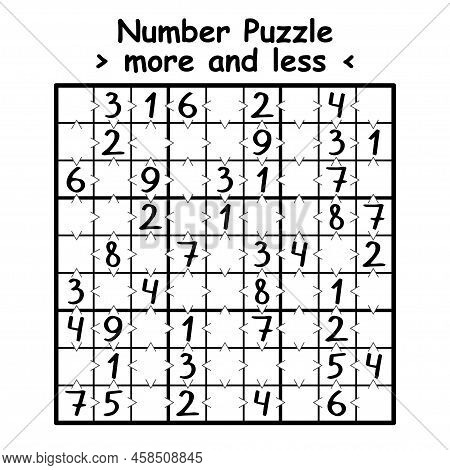 Simple Greater Than Sudoku Puzzle For Kids Vector Illustration