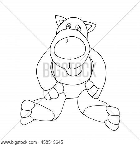 Beautiful Hand-drawn Vector Illustration Of One Soft Toy Wolf Isolated On A White Background For Col
