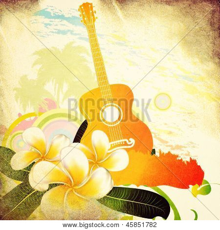 Gitar ile Grunge tropikal arka plan