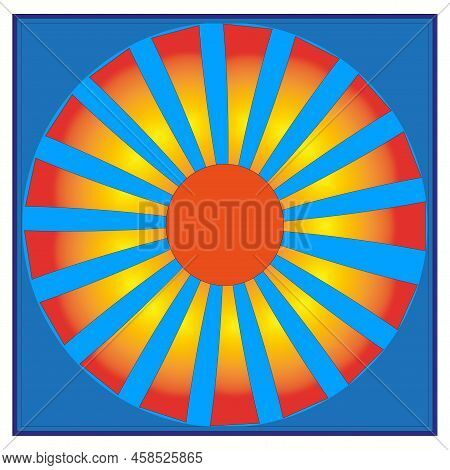 Yellow Cartoon Orange Rays. Vector Illustration. Stock Image.