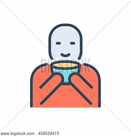 Color Illustration Icon For Sip Savor Quaff Imbibe Drink-slowly Drink Taste Warm Beverage