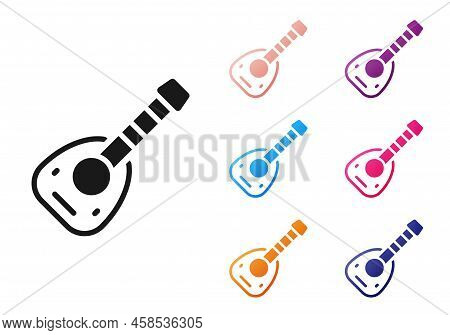 Black Musical Instrument Lute Icon Isolated On White Background. Arabic, Oriental, Greek Music Instr
