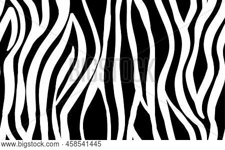 Abstract Modern Zebra Seamless Pattern. Animals Trendy Background. White And Black Decorative Vector