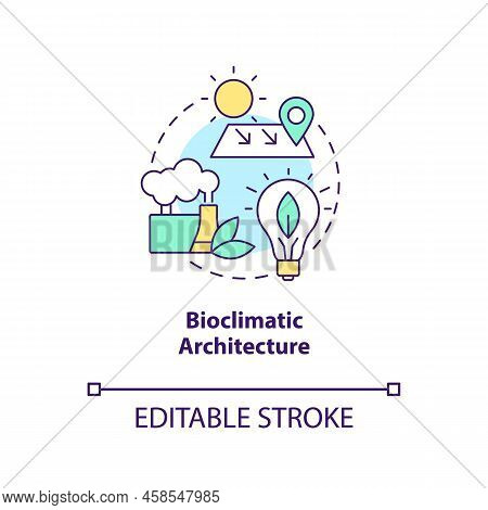 Bioclimatic Architecture Concept Icon. Local Climate. Net Zero Design Approach Abstract Idea Thin Li